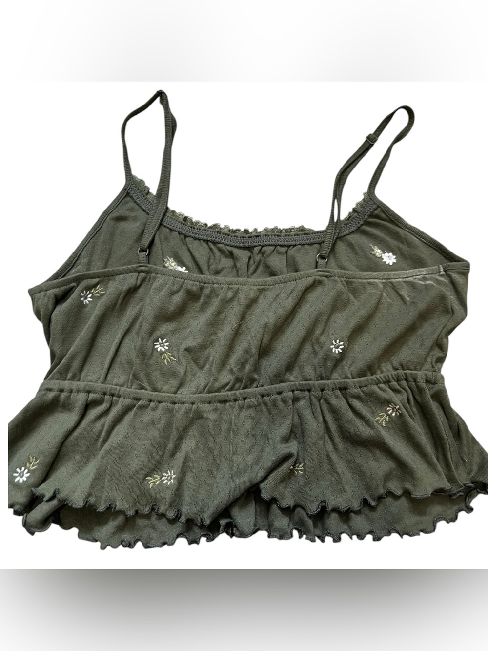 American Eagle Outfitters Olive Green Floral Smocked Peplum Cami NWT M - Picture 5 of 8